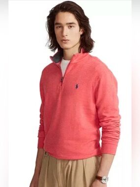 Polo by Ralph Lauren Gray Tee with Coral Trim